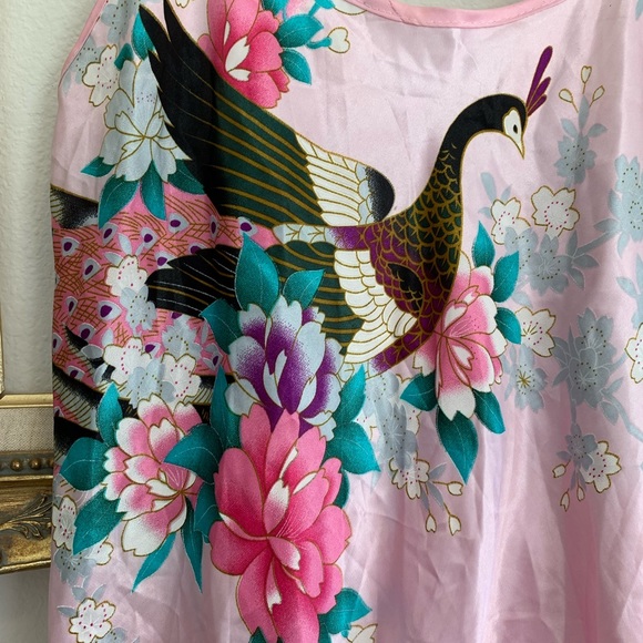 Y2K Slip Dress Pink Peacocks - Picture 2 of 5